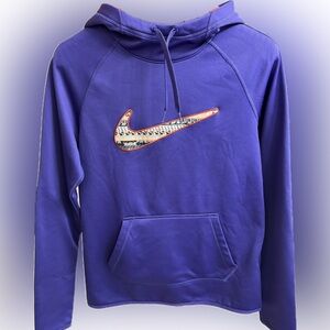 Nike Vibrant Purple Sweatshirt with Patterned Swoosh